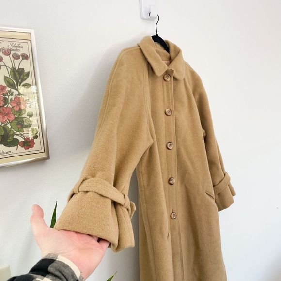 Vintage 70’s Denise Originals Mongolian camel hair lined tan trench coat medium - Picture 4 of 10